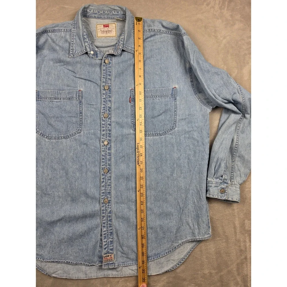 Vintage Levis Denim Shirt Mens XL Blue Long Sleeve Button Up Western Workwear